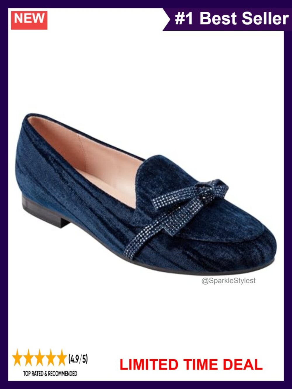 Embellished Bow Slip-On Loafers with Cushioned Footbed